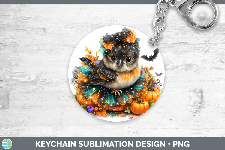 Birds 01 Halloween Finch Keychain Sublimation Keyring Design