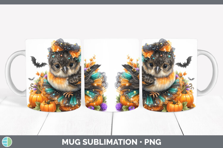 GorgeousBirds 01 Halloween Mug Wrap design.