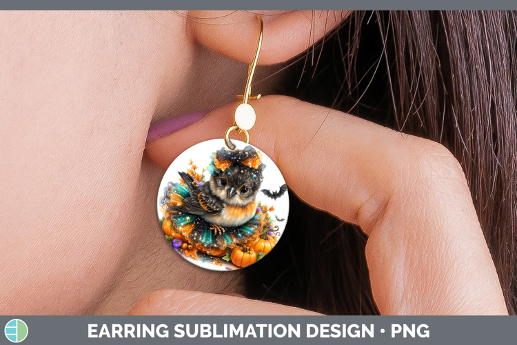Birds 01 Halloween Finch Round Earrings Sublimation Earrings