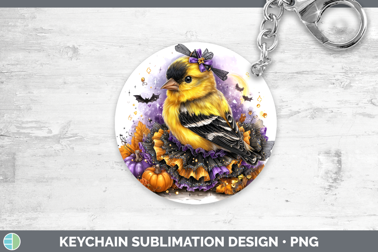 Birds 01 Halloween Goldfinch Keychain Sublimation Keyring De