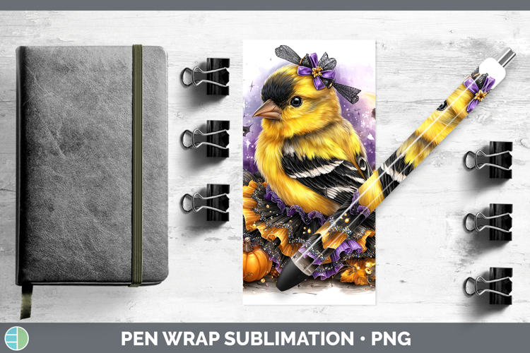 Birds 01 Halloween Goldfinch Pen Wrap Sublimation Pen Design