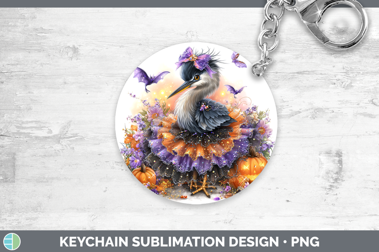 Birds 01 Halloween Great Blue Heron Keychain Sublimation Key