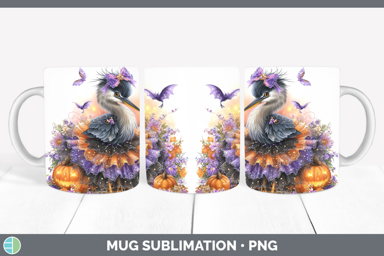 Birds 01 Halloween Great Blue Heron Mug Wrap Sublimation Cof