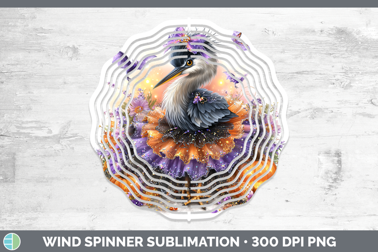 Birds 01 Halloween Great Blue Heron Wind Spinner Sublimation