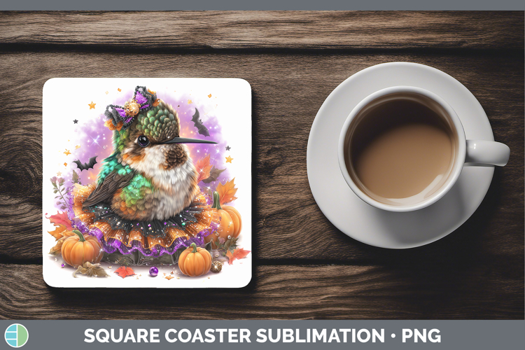 Birds 01 Halloween Hummingbird Square Coaster Sublimation Co
