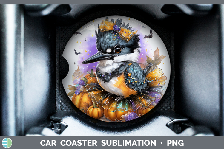 Birds 01 Halloween Kingfisher Car Coaster Sublimation Desig