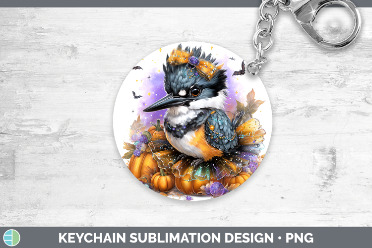Birds 01 Halloween Kingfisher Keychain Sublimation Keyring D