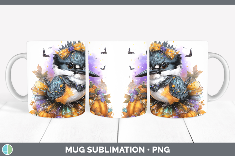 Birds 01 Halloween Kingfisher Mug Wrap Sublimation Coffee Cu