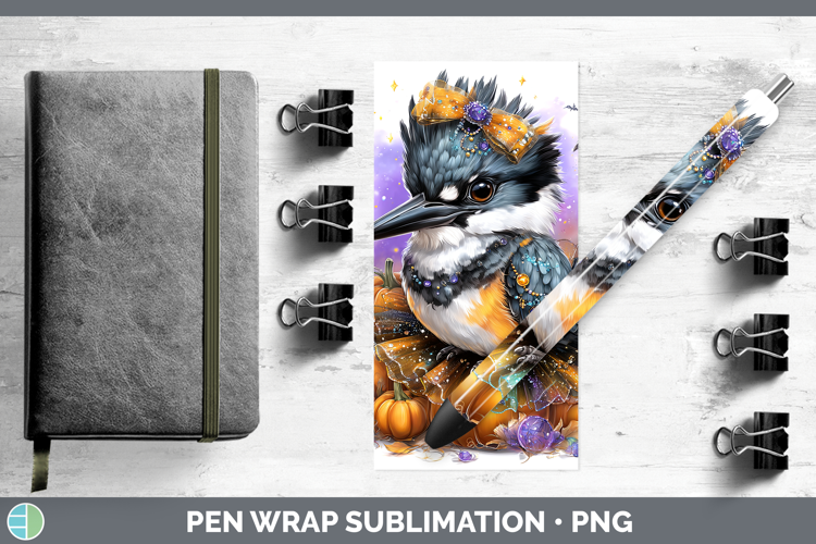 Birds 01 Halloween Kingfisher Pen Wrap Sublimation Pen Desig