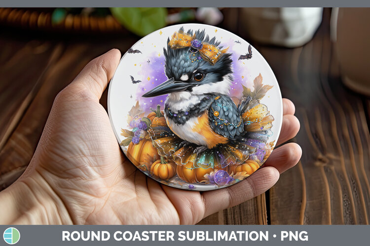 GorgeousBirds 01 Halloween Round Coaster design.
