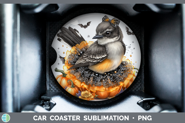 Birds 01 Halloween Mockingbird Car Coaster Sublimation Desi