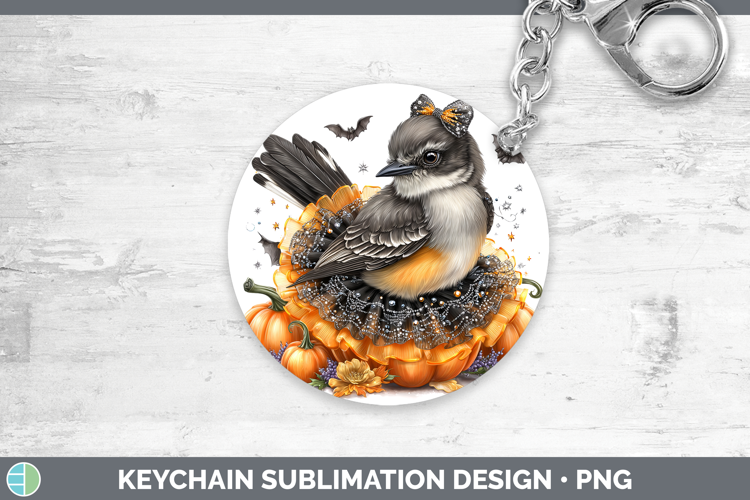 Birds 01 Halloween Mockingbird Keychain Sublimation Keyring