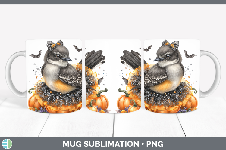 Birds 01 Halloween Mockingbird Mug Wrap Sublimation Coffee C