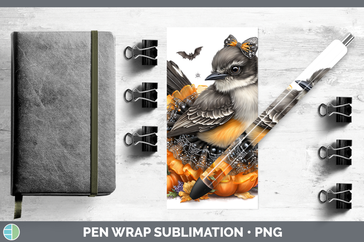 Birds 01 Halloween Mockingbird Pen Wrap Sublimation Pen Desi