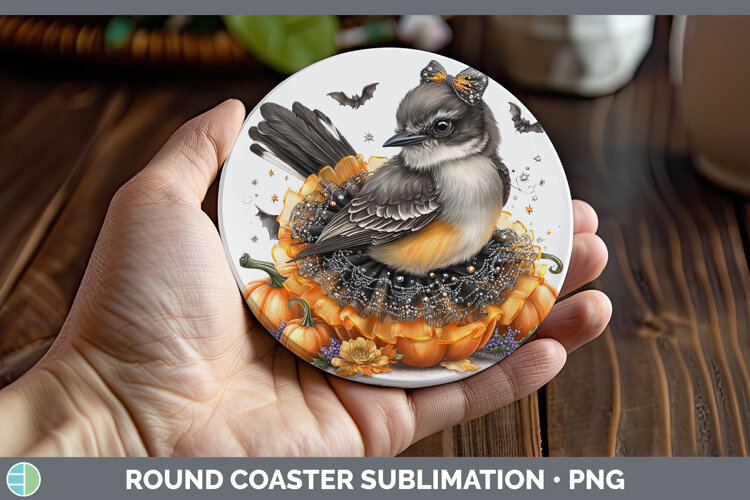 GorgeousBirds 01 Halloween Round Coaster design.