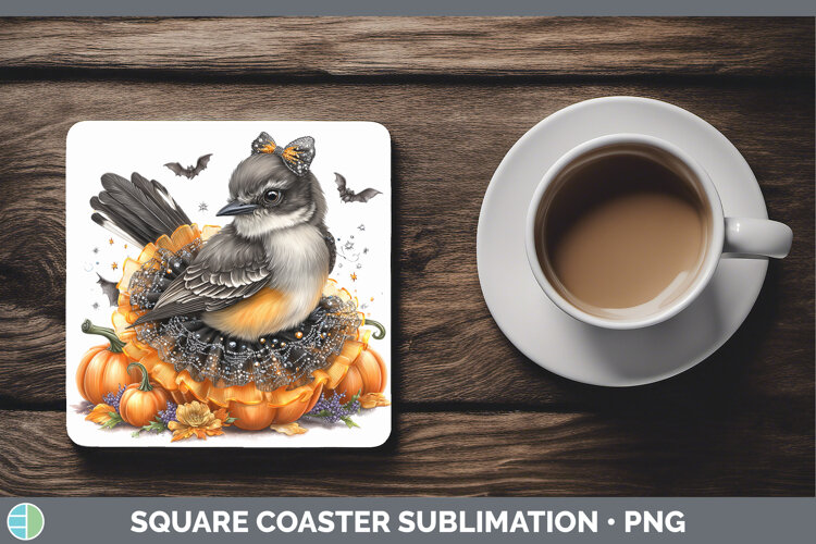 GorgeousBirds 01 Halloween Square Coaster design.