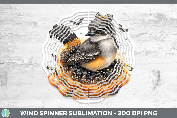 Birds 01 Halloween Mockingbird Wind Spinner Sublimation Spin