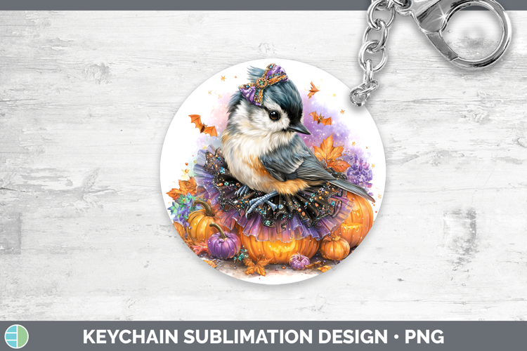 Birds 01 Halloween Nuthatch Keychain Sublimation Keyring Des