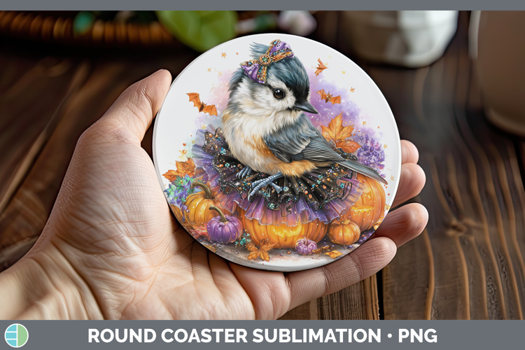 Birds 01 Halloween Nuthatch Round Coaster Sublimation Coaste