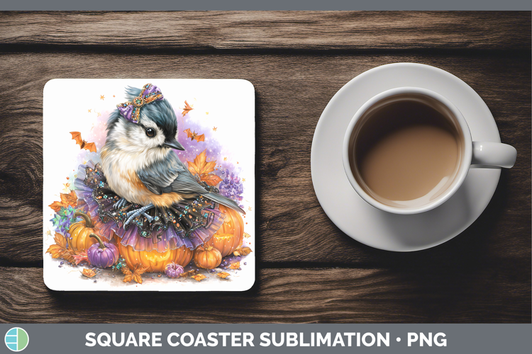 Birds 01 Halloween Nuthatch Square Coaster Sublimation Coast