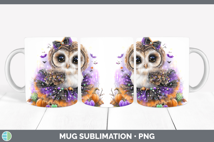 Birds 01 Halloween Owl Mug Wrap Sublimation Coffee Cup Desig