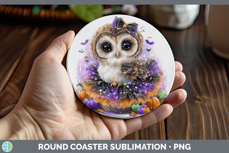 Birds 01 Halloween Owl Round Coaster Sublimation Coaster Des