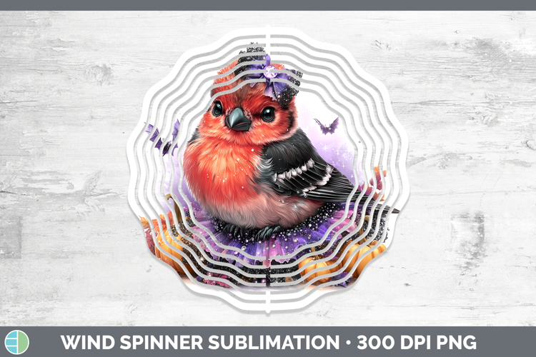 Birds 01 Halloween Pine Grosbeak Wind Spinner Sublimation Sp
