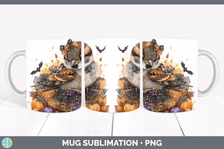GorgeousBirds 01 Halloween Mug Wrap design.