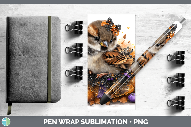 Birds 01 Halloween Sparrow Pen Wrap Sublimation Pen Designs