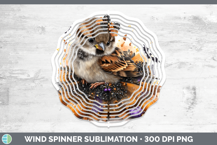 Birds 01 Halloween Sparrow Wind Spinner Sublimation Spinner