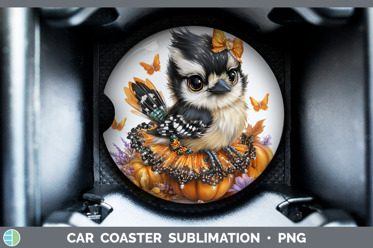 Birds 01 Halloween Woodpecker Downy Car Coaster Sublimation