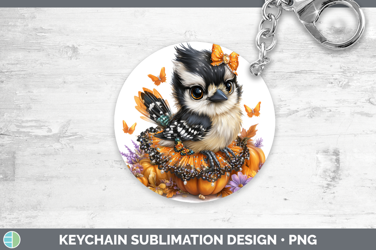 Birds 01 Halloween Woodpecker Downy Keychain Sublimation Key