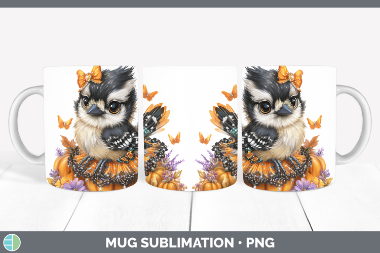 Birds 01 Halloween Woodpecker Downy Mug Wrap Sublimation Cof