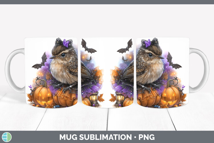GorgeousBirds 01 Halloween Mug Wrap design.