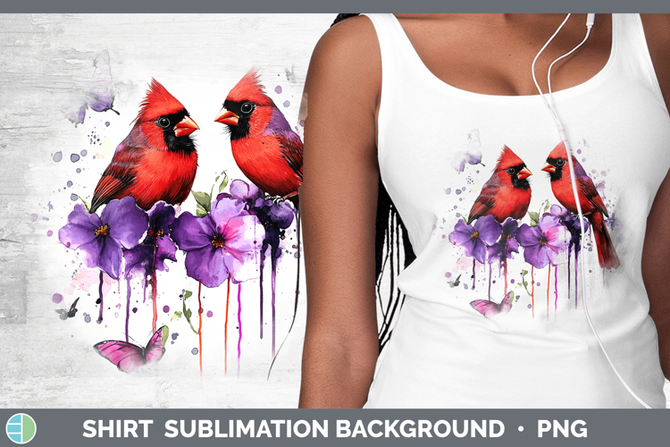Birds 01 Purple Drips Cardinal Shirt Sublimation Sublimation