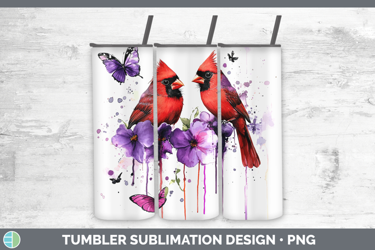 Birds 01 Purple Drips Cardinal Tumbler Sublimation 20 oz Ski