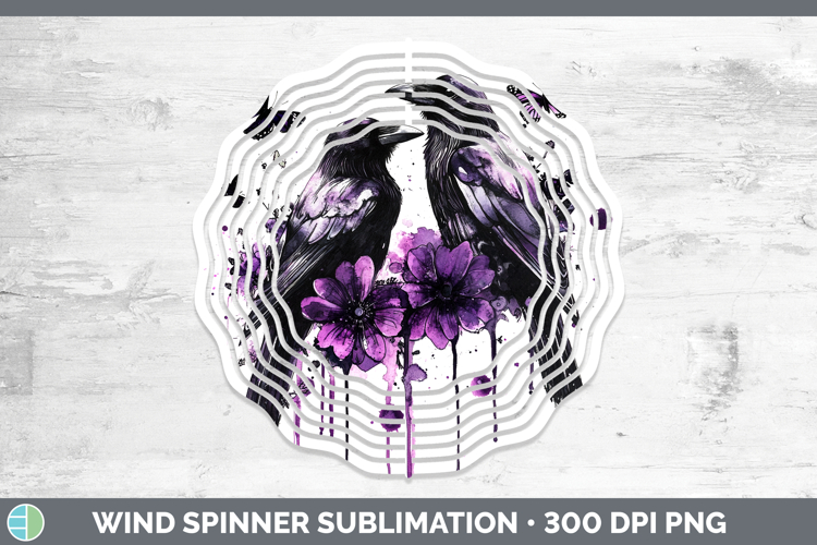 Birds 01 Purple Drips Crow Wind Spinner Sublimation Spinner