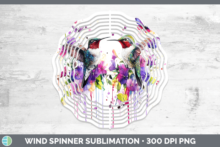 Birds 01 Purple Drips Hummingbird Wind Spinner Sublimation S