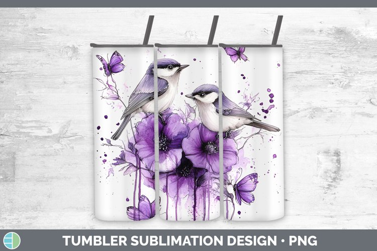 Birds 01 Purple Drips Nuthatch Tumbler Sublimation 20 oz Ski