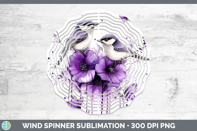 Birds 01 Purple Drips Nuthatch Wind Spinner Sublimation Spin