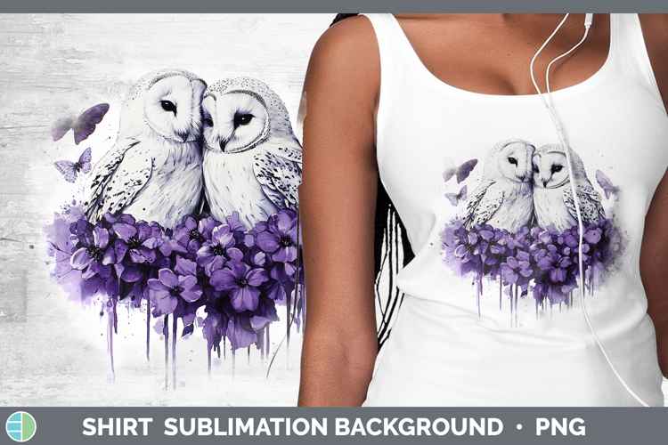 Birds 01 Purple Drips Owl Shirt Sublimation Sublimation Back