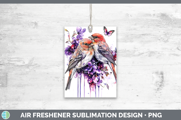Birds 01 Purple Drips Pine Grosbeak Air Freshener Sublimatio
