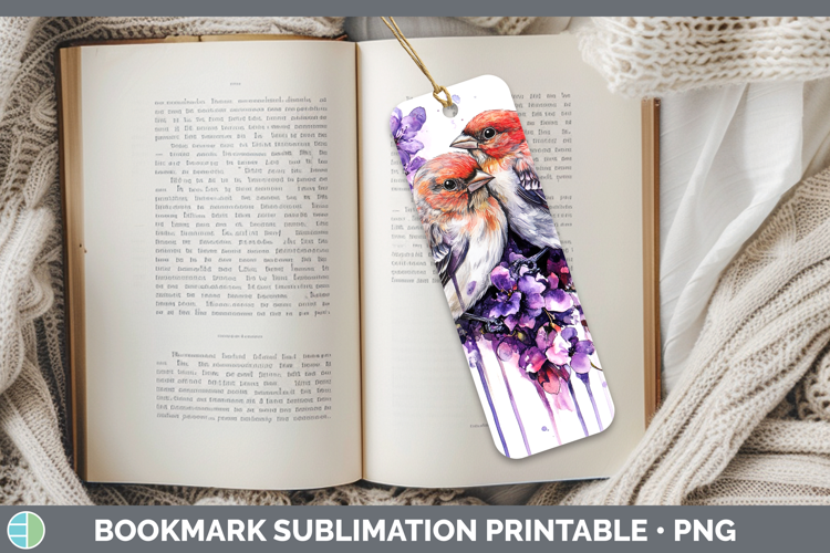Birds 01 Purple Drips Pine Grosbeak Bookmark Sublimation Pri