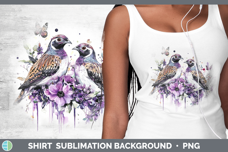 Birds 01 Purple Drips Quail Shirt Sublimation Sublimation Ba
