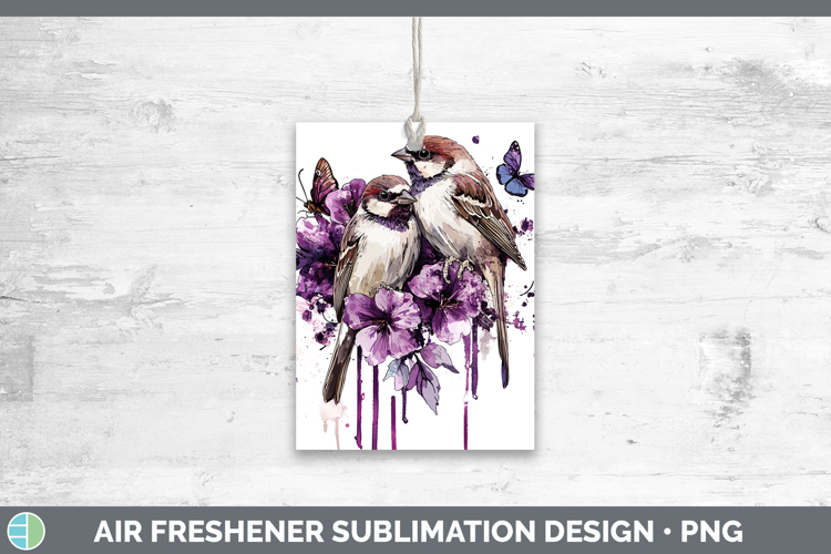 Birds 01 Purple Drips Sparrow Air Freshener Sublimation Car