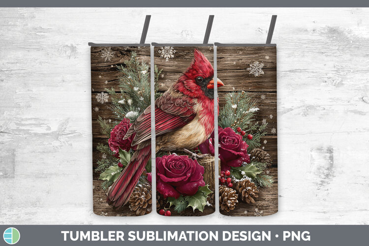GorgeousBirds 01 Rustic Christmas Tumbler design.