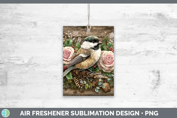 Chickadee Birds 01 Rustic Christmas Air Freshener Sublimatio
