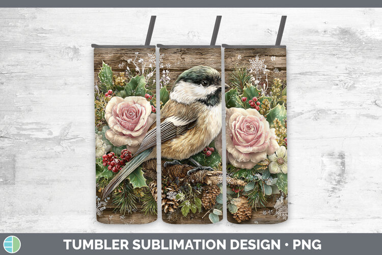 GorgeousBirds 01 Rustic Christmas Tumbler design.