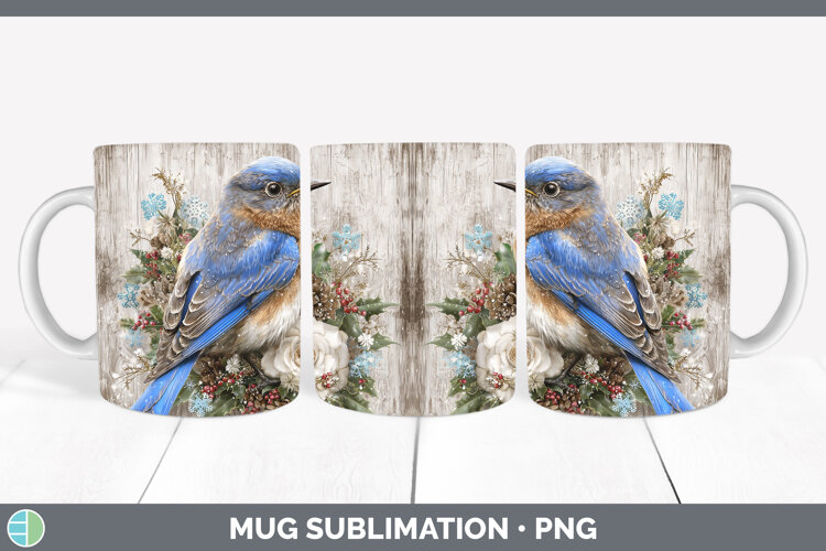 GorgeousBirds 01 Rustic Christmas Mug Wrap design.
