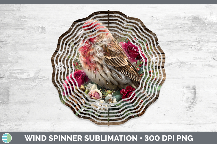 Finch Birds 01 Rustic Christmas Wind Spinner Sublimation Des